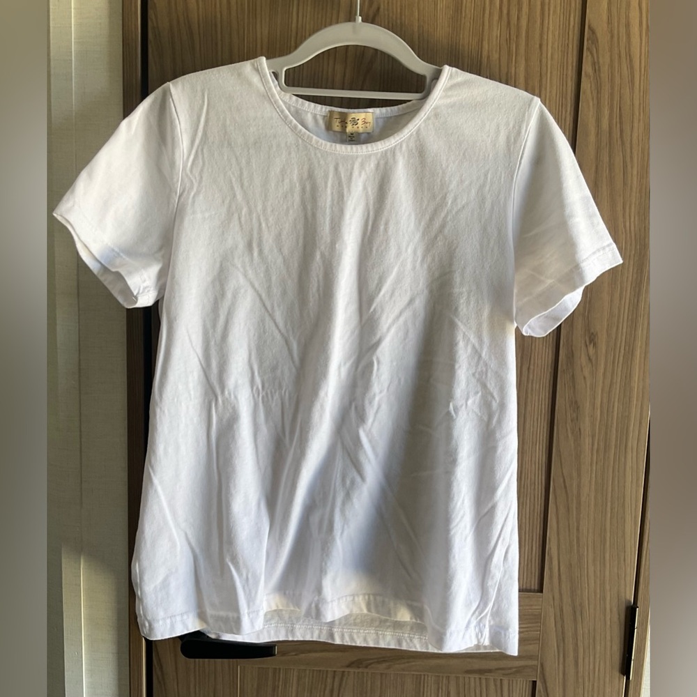 Turtle Bay New York Womens Short Sleeve Round Neck White Tee Size M